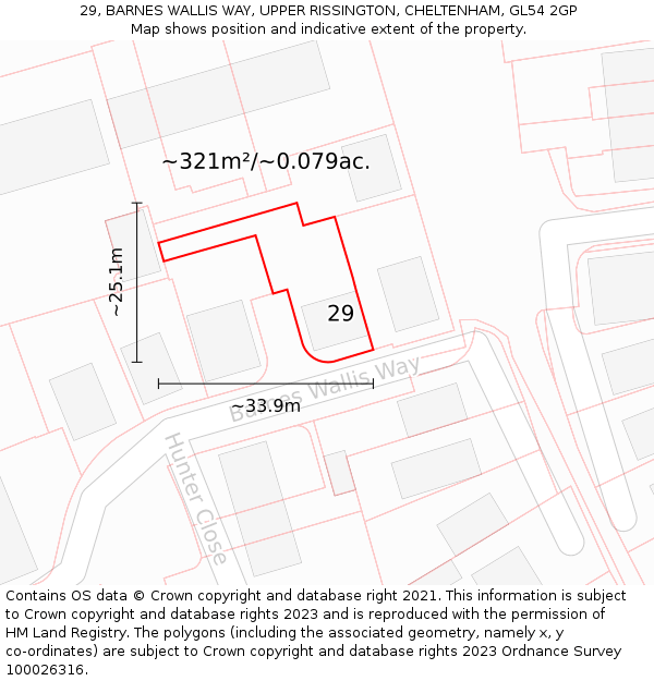 29, BARNES WALLIS WAY, UPPER RISSINGTON, CHELTENHAM, GL54 2GP: Plot and title map