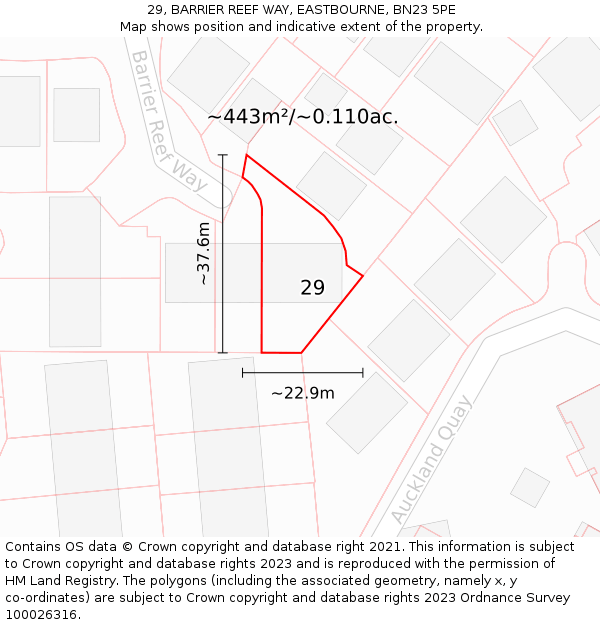 29, BARRIER REEF WAY, EASTBOURNE, BN23 5PE: Plot and title map