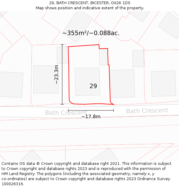 29, BATH CRESCENT, BICESTER, OX26 1DS: Plot and title map