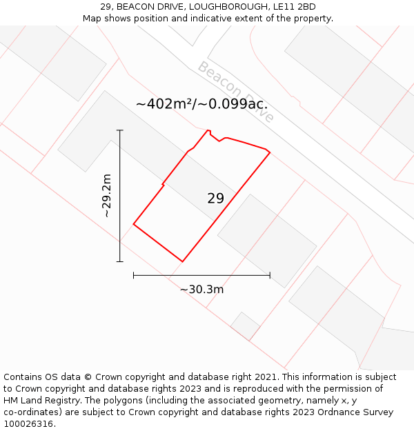 29, BEACON DRIVE, LOUGHBOROUGH, LE11 2BD: Plot and title map
