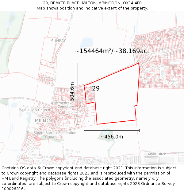 29, BEAKER PLACE, MILTON, ABINGDON, OX14 4FR: Plot and title map