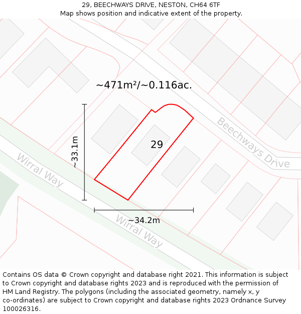 29, BEECHWAYS DRIVE, NESTON, CH64 6TF: Plot and title map