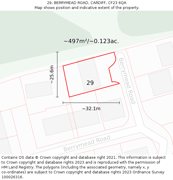 29, BERRYMEAD ROAD, CARDIFF, CF23 6QA: Plot and title map