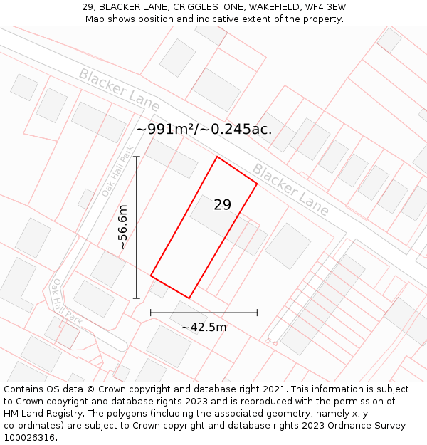 29, BLACKER LANE, CRIGGLESTONE, WAKEFIELD, WF4 3EW: Plot and title map