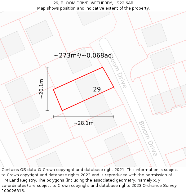29, BLOOM DRIVE, WETHERBY, LS22 6AR: Plot and title map