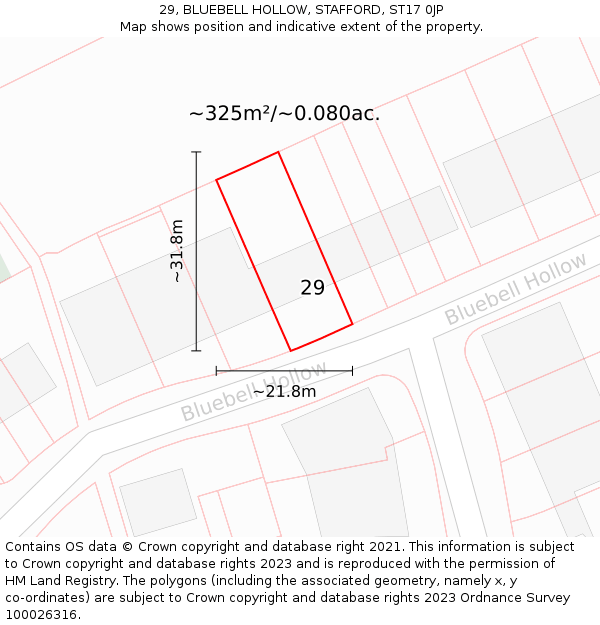 29, BLUEBELL HOLLOW, STAFFORD, ST17 0JP: Plot and title map