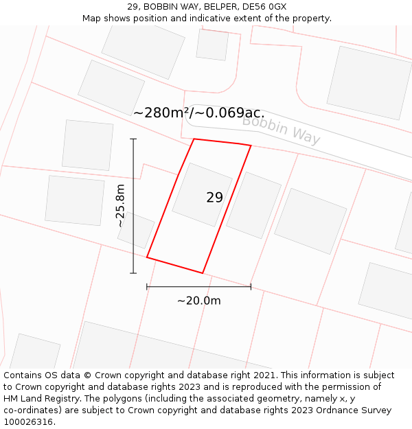 29, BOBBIN WAY, BELPER, DE56 0GX: Plot and title map