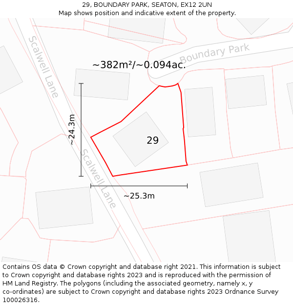 29, BOUNDARY PARK, SEATON, EX12 2UN: Plot and title map