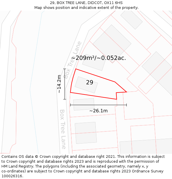29, BOX TREE LANE, DIDCOT, OX11 6HS: Plot and title map