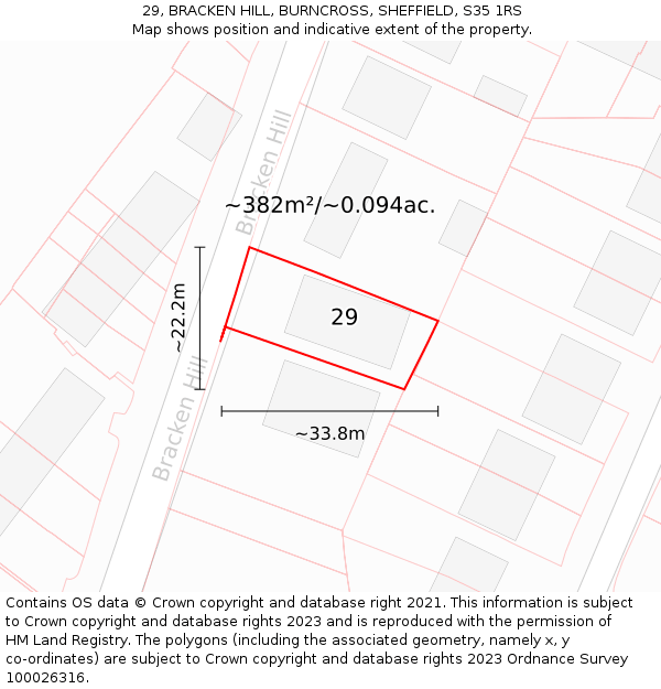 29, BRACKEN HILL, BURNCROSS, SHEFFIELD, S35 1RS: Plot and title map