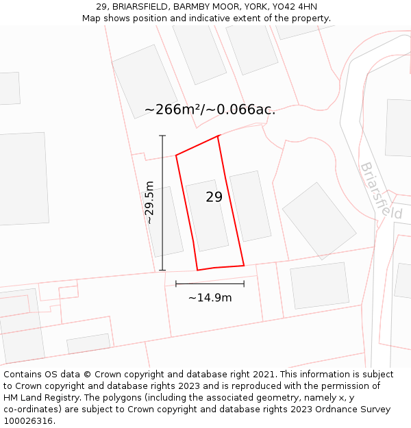 29, BRIARSFIELD, BARMBY MOOR, YORK, YO42 4HN: Plot and title map