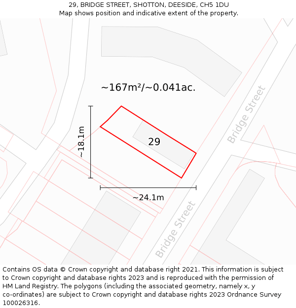 29, BRIDGE STREET, SHOTTON, DEESIDE, CH5 1DU: Plot and title map