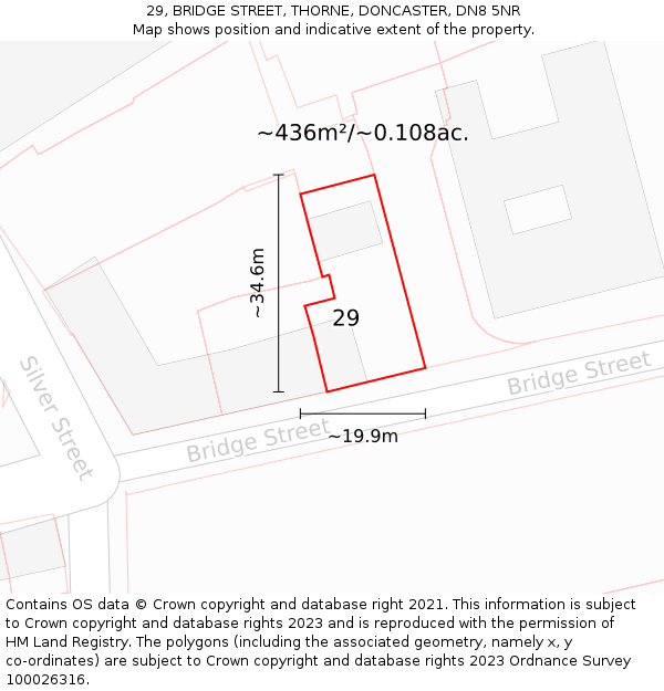 29, BRIDGE STREET, THORNE, DONCASTER, DN8 5NR: Plot and title map