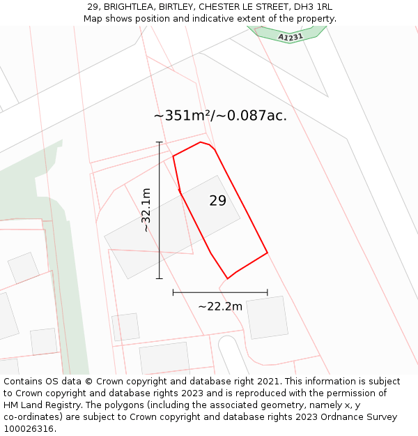 29, BRIGHTLEA, BIRTLEY, CHESTER LE STREET, DH3 1RL: Plot and title map
