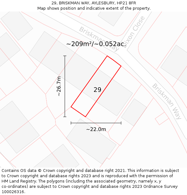 29, BRISKMAN WAY, AYLESBURY, HP21 8FR: Plot and title map
