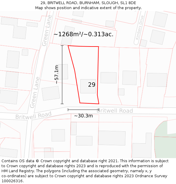 29, BRITWELL ROAD, BURNHAM, SLOUGH, SL1 8DE: Plot and title map