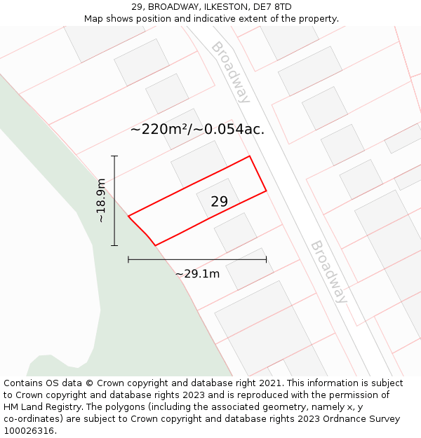 29, BROADWAY, ILKESTON, DE7 8TD: Plot and title map