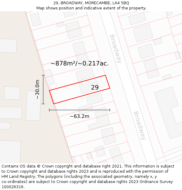 29, BROADWAY, MORECAMBE, LA4 5BQ: Plot and title map