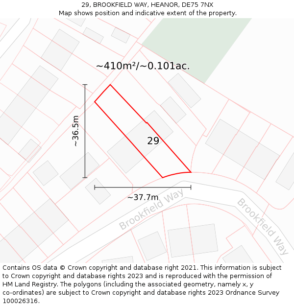 29, BROOKFIELD WAY, HEANOR, DE75 7NX: Plot and title map
