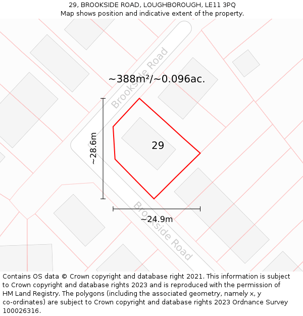 29, BROOKSIDE ROAD, LOUGHBOROUGH, LE11 3PQ: Plot and title map