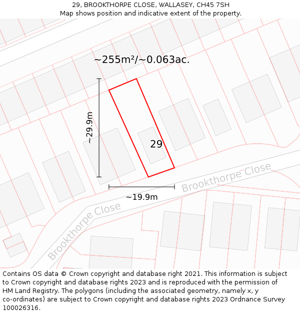 29, BROOKTHORPE CLOSE, WALLASEY, CH45 7SH: Plot and title map