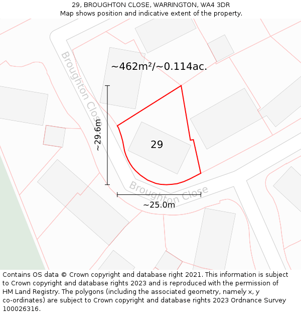 29, BROUGHTON CLOSE, WARRINGTON, WA4 3DR: Plot and title map