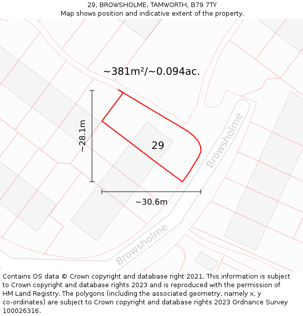29, BROWSHOLME, TAMWORTH, B79 7TY: Plot and title map