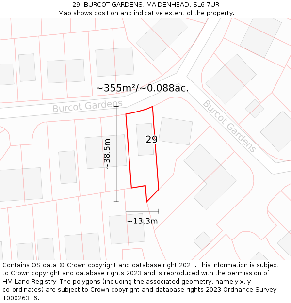 29, BURCOT GARDENS, MAIDENHEAD, SL6 7UR: Plot and title map