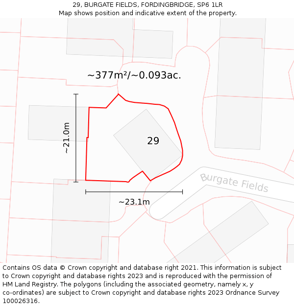 29, BURGATE FIELDS, FORDINGBRIDGE, SP6 1LR: Plot and title map