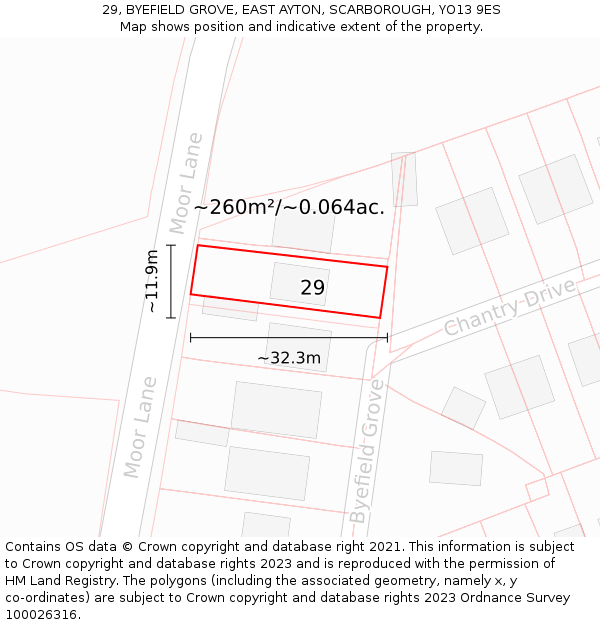 29, BYEFIELD GROVE, EAST AYTON, SCARBOROUGH, YO13 9ES: Plot and title map
