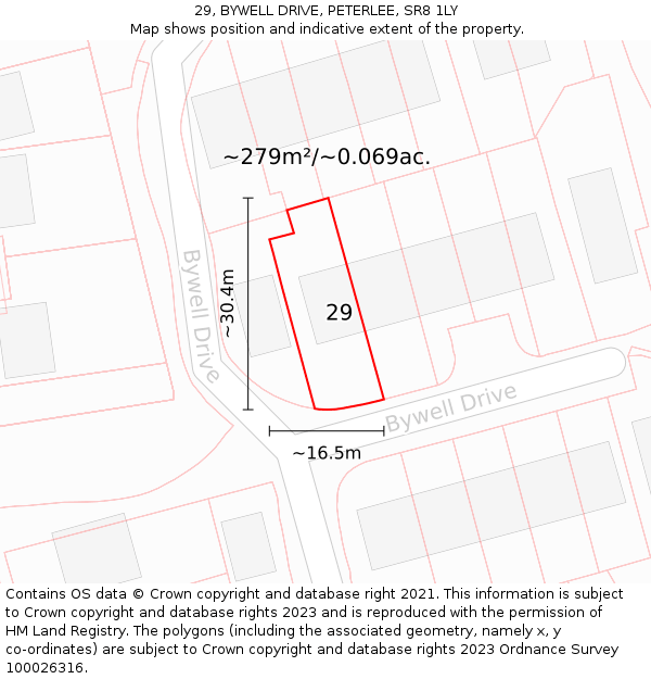 29, BYWELL DRIVE, PETERLEE, SR8 1LY: Plot and title map