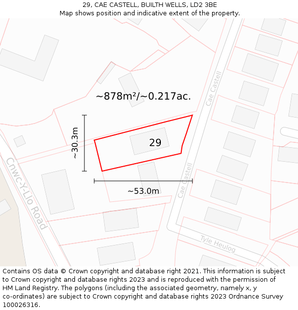 29, CAE CASTELL, BUILTH WELLS, LD2 3BE: Plot and title map