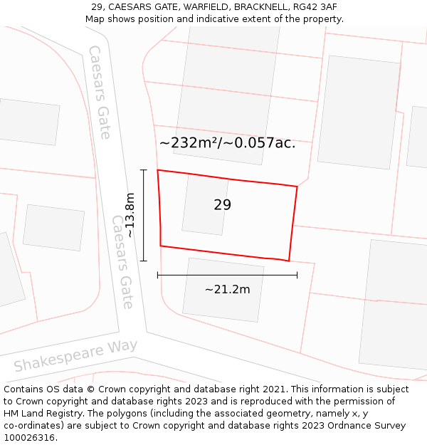 29, CAESARS GATE, WARFIELD, BRACKNELL, RG42 3AF: Plot and title map