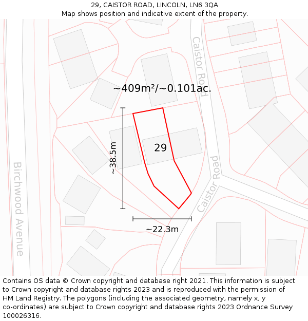 29, CAISTOR ROAD, LINCOLN, LN6 3QA: Plot and title map