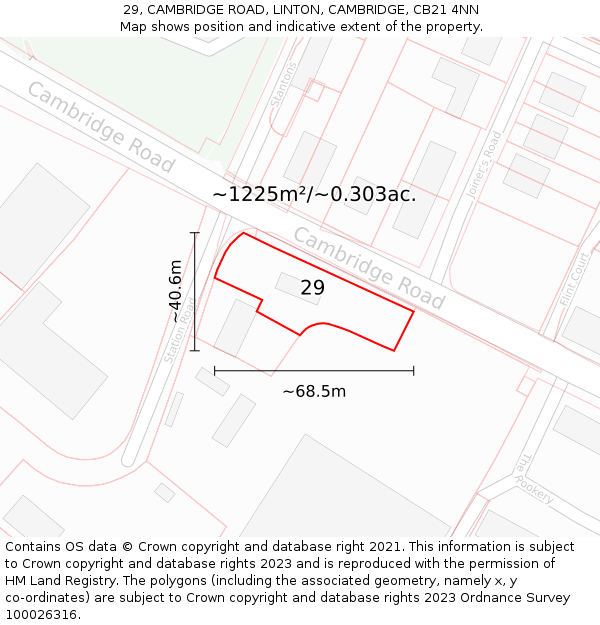 29, CAMBRIDGE ROAD, LINTON, CAMBRIDGE, CB21 4NN: Plot and title map