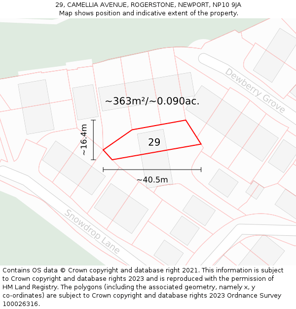 29, CAMELLIA AVENUE, ROGERSTONE, NEWPORT, NP10 9JA: Plot and title map