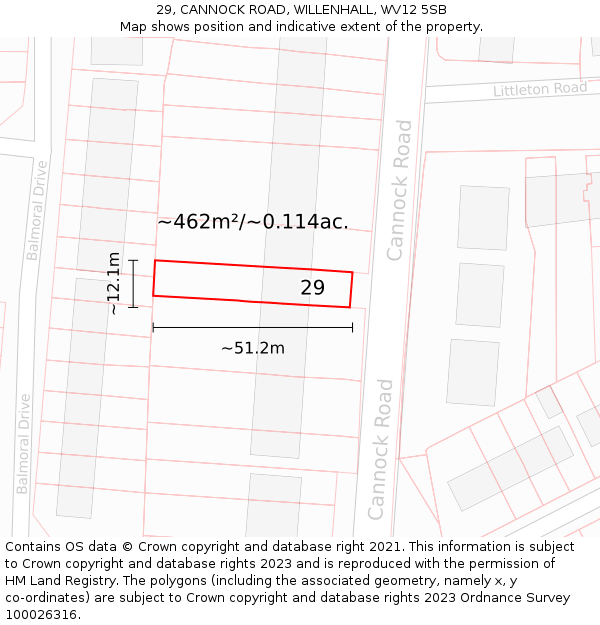29, CANNOCK ROAD, WILLENHALL, WV12 5SB: Plot and title map