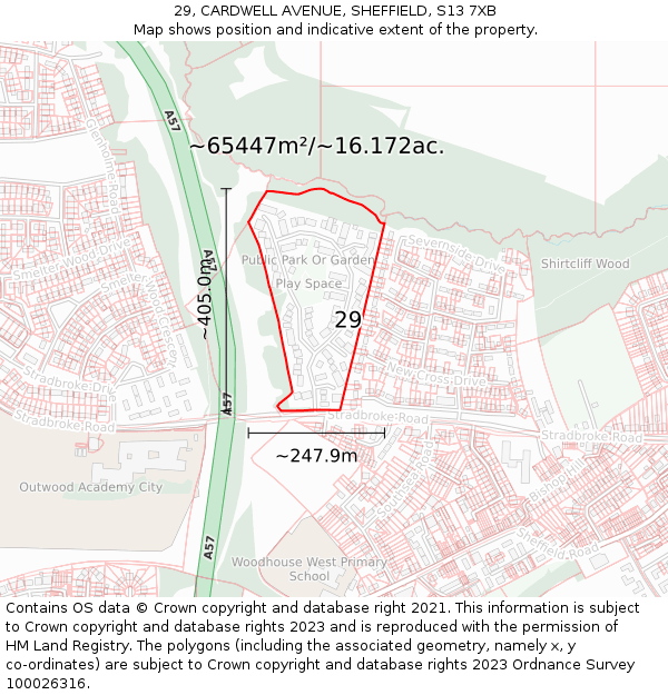 29, CARDWELL AVENUE, SHEFFIELD, S13 7XB: Plot and title map