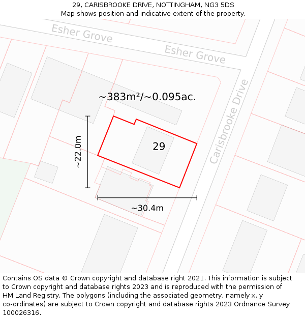 29, CARISBROOKE DRIVE, NOTTINGHAM, NG3 5DS: Plot and title map