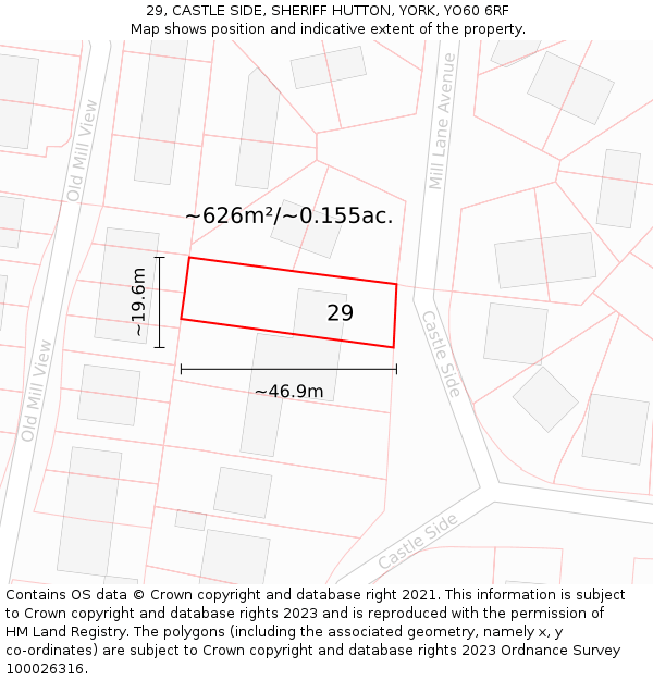 29, CASTLE SIDE, SHERIFF HUTTON, YORK, YO60 6RF: Plot and title map