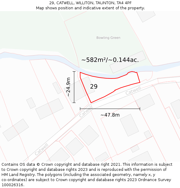 29, CATWELL, WILLITON, TAUNTON, TA4 4PF: Plot and title map