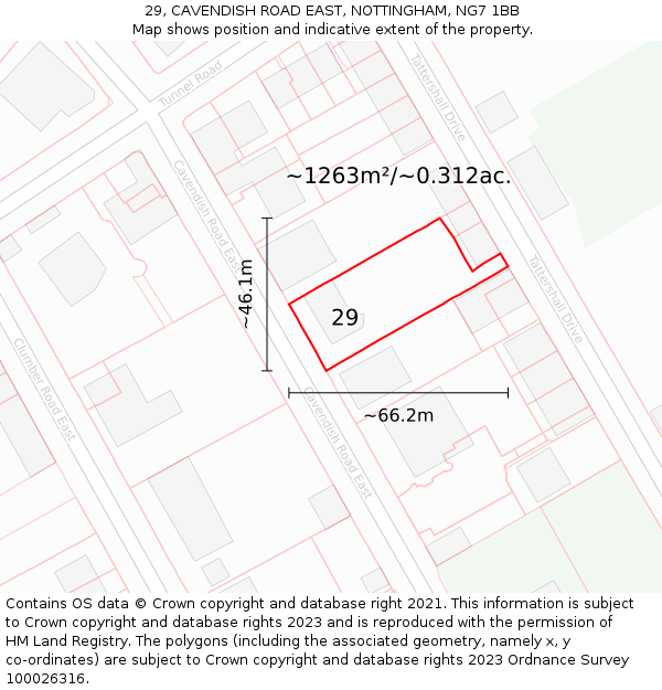 29, CAVENDISH ROAD EAST, NOTTINGHAM, NG7 1BB: Plot and title map