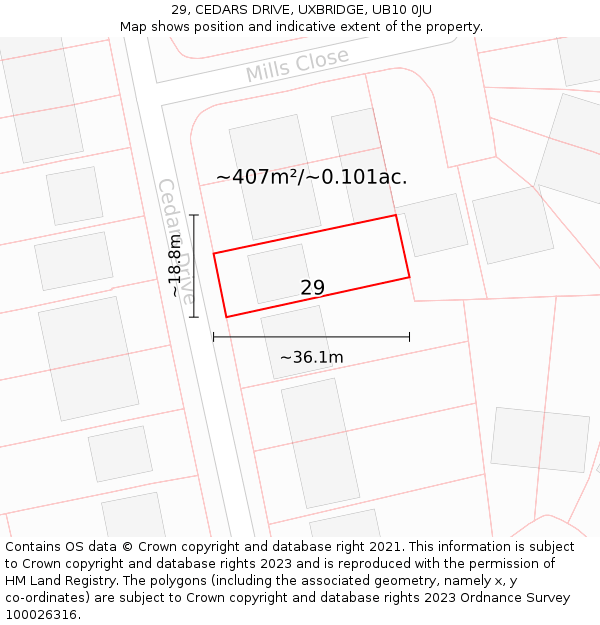 29, CEDARS DRIVE, UXBRIDGE, UB10 0JU: Plot and title map