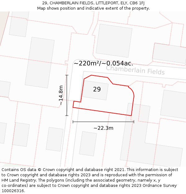 29, CHAMBERLAIN FIELDS, LITTLEPORT, ELY, CB6 1FJ: Plot and title map