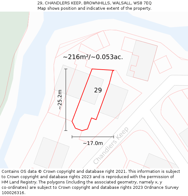 29, CHANDLERS KEEP, BROWNHILLS, WALSALL, WS8 7EQ: Plot and title map