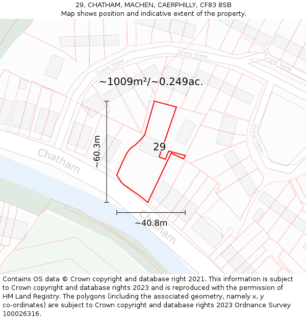 29, CHATHAM, MACHEN, CAERPHILLY, CF83 8SB: Plot and title map