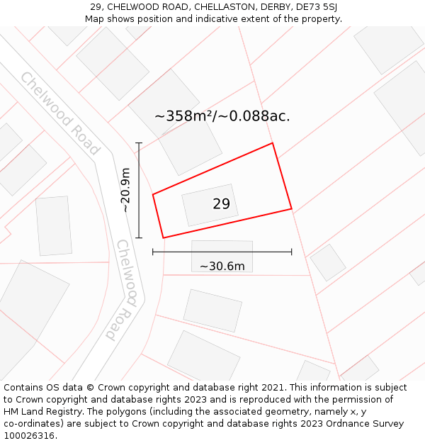 29, CHELWOOD ROAD, CHELLASTON, DERBY, DE73 5SJ: Plot and title map