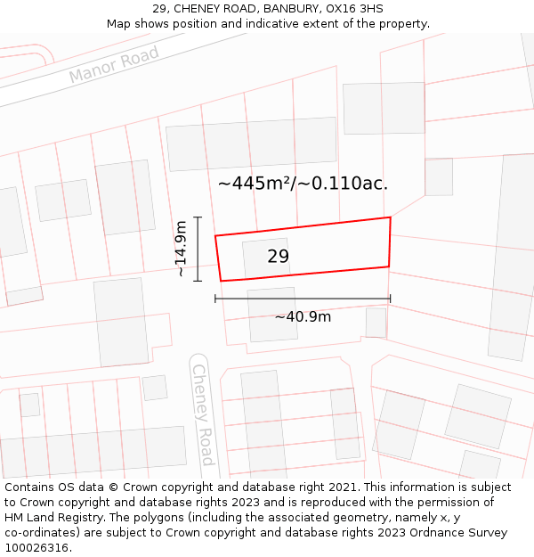 29, CHENEY ROAD, BANBURY, OX16 3HS: Plot and title map