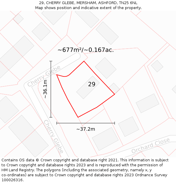29, CHERRY GLEBE, MERSHAM, ASHFORD, TN25 6NL: Plot and title map