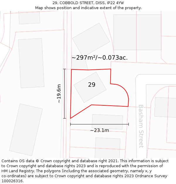 29, COBBOLD STREET, DISS, IP22 4YW: Plot and title map